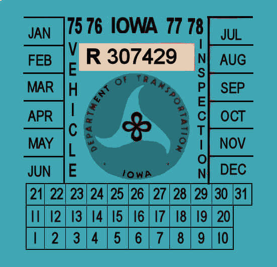 (image for) 1975-78 IA Inspection stickrt